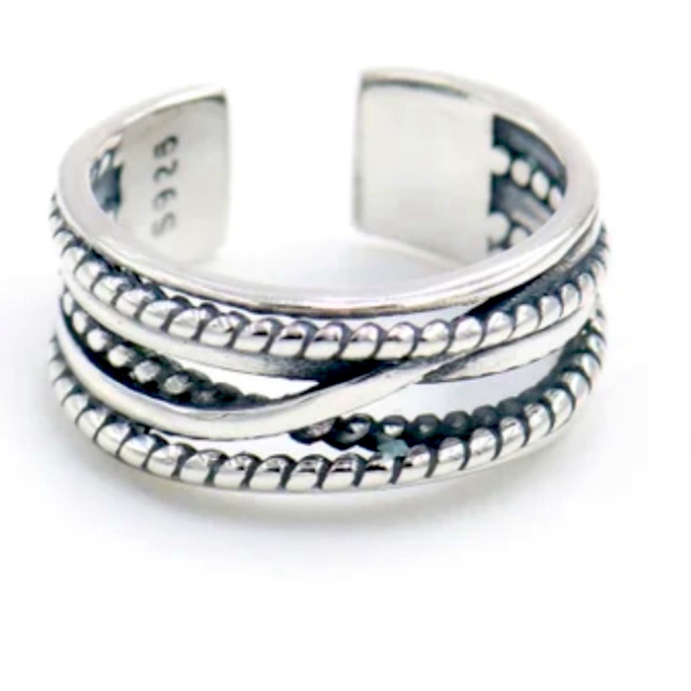 NEW Weaved 925 Sterling‎ Silver Adjustable Ring